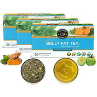 TEACURRY Belly Fat Tea, 3 Months Pack, 90 Tea Bags, Helps With Belly Fat, Water Weight, Bloating, Turmeric, 50 Grams