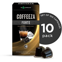 Coffeeza Forte Aluminium Coffee Capsules, Intensity  12/10 - Nespresso Compatible Coffee Pods (Box of 100)