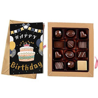 redbakers.in Happy Birthday 12 Chocolate Gift Box & Greeting Card Combo Gift pack (TIKBLACK), 250 grams