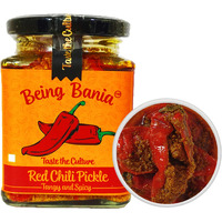 Being Bania Stuffed Red Chilli Pickle - 100% Natural | No preservatives | Bharwa mirch ka achar | 250g in Jar | Fresh Pickles | Lal Mirchi
