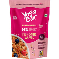 Yogabar Muesli Fruit and Nuts - Wholegrain Breakfast Cereals with Oats and Dry Fruits, High in Omega 3, Gluten Free Granola with Chia and Flax Seeds (500g - Pack of 1)