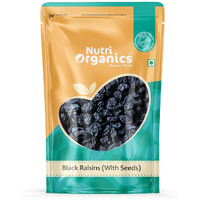 Nutri Organics Premium Afghani Black Raisins With Seeds 200g | Kali Kishmish | Munakka Dry Fruits | Delicious & Healthy Snack | High in Antioxidants, Naturally Sweet & tasty