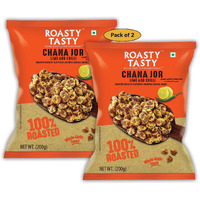 Roasty Tasty Roasted Chana Jor Lime & Chilli Whole Grain Indian Snacks- 400g (pack of 2 200g each) |No MSG | Zero Cholesterol & Trans Fat | Diet Namkeen | Gluten Free | Ready-to-eat | High in protein | Export Quality