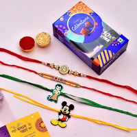 CraftVatika Family Rakhi with Chocolate Combo Set for Brother Bhaiya Bhabhi and Kids, Rakhi with Chocolate Gift Combo Kids Rakhi Brother Bhabhi Rakhis Set of 4