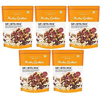 Nutty Gritties Sports Mixed Nuts and Dry Fruit - Roasted Almonds, Cashews, Pistachios, Dried Blueberries, Cranberries and Raisins, Healthy Snack for all | Resealable Pouch - 200g (Pack of 5)