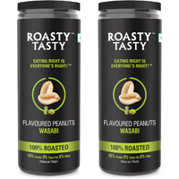 Roasty Tasty Premium Wasabi Flavour Roasted Peanuts | Healthy Snacks | Rich in Protein & Fibre | Roasted, Not Fried Snacks | Healthy Food | Gluten Free, Zero Cholesterol | Namkeen Peanuts | Crunchy Masala Peanuts | Pack of 2 (150g each)