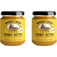 Brawny Bear Peanut Butter Crunchy, Natural Sweetened with Dates, Healthy Nut Butter with No Added Sugar and Preservatives, Vegan, High in Protein Spread, Pack of 2  500 gm each