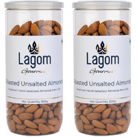 Lagom Gourmet Roasted Unsalted Almonds 1 Kg|No Salt|Dry Roasted|No Oil Used|Roasted To Perfection|No Preservatives|No Artificial Flavors|Gluten Free|Vegan|Non Gmo|California Almonds|Unsalted Almonds