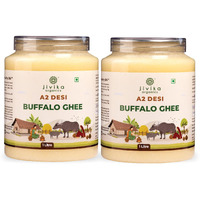JIVIKA NATURALS A2 Desi Buffalo Ghee 1 Litre X 2 | Bilona Ghee | Grass Fed Buffaloes | Murra Buffalo | Haryana Region | Pure & Natural | Nutritional Powerhouse | Lab Tested | Pet Jar