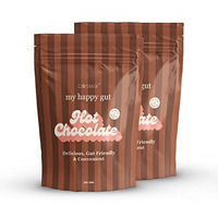 Cosmix My Happy Gut Hot Chocolate | For Improved Digestion & Overall Gut Health | Zero Refined Sugar, No Preservatives | Vegan | Just add water & Enjoy | 2x200 gm - Makes upto 14 Cups each.