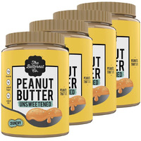 The Butternut Co. Natural Peanut Butter (Crunchy) 1kg, PACK OF 4, Unsweetened, 32g Protein, No Added Sugar, 100% Peanuts, No Salt, High Protein Peanut Butter, Vegan