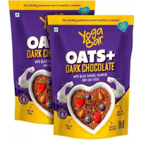 Yogabar Dark Chocolate Oats 1kg, Pack of 2 | Gluten Free Golden Oats | Healthy Breakfast Cereal with Wholegrain Oats (Dark Chocolate Oats, 800g)