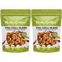Nutty Gritties Thai Chilli Blend Trail Mix - Almonds, Cashews and Peanuts - Healthy Party Snack, Dry Roasted, Non Fried, Zero Oil, Crunchy, Tasty | Resealable Pouch - 200g (Pack of 2)