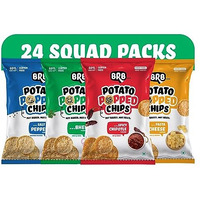 BRB Popped Potato Chips | Not Baked, Not Fried | 24 Packs X 48 Grams | 4 Flavours - Bhel (6), Spicy Chipotle (6), Salt & Pepper (6), Pasta Cheese (6) | 60% Less Fat | Low Calorie | Healthy Snack