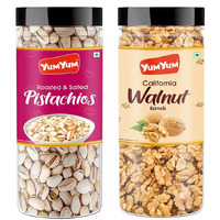 YUM YUM Dry Fruits 300g Combo Pack - Roasted Pista 150g, Akhrot Giri 150g Jar Each - Pistachios, Walnuts
