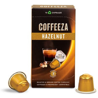 Coffeeza Hazelnut Flavoured Aluminium Coffee Capsules, Intensity - 7 |100% Arabica Coffee | Nespresso Compatible Coffee Pods | Box of 20 (200 Capsules)