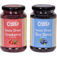 Cravez Premium Exotic Dried Fruits Berries mix for gifting | Cranberry 250 Gm & Exotic Dried Blue Berry 200 Gm (Total 450 Gm) | Healthy & Tasty, Rich in Calcium and Vitamin K