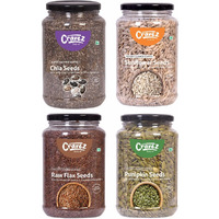 Cravez Variety of Raw Seeds | Combo Pack of Chia seeds, Flax seeds, Pumpkin seeds, Sunflower seeds (250 gram each) | Healthy Seeds for Every Diet