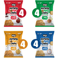 BRB Popped Potato Chips | Not Baked, Not Fried | 16 Packs X 48 Grams | 4 Flavours - Bhel (4), Spicy Chipotle (4), Salt & Pepper (4), Pasta Cheese (4) | 60% Less Fat | Low Calorie | Healthy Snack