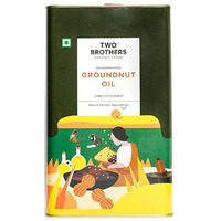 Two Brothers Organic Farms Peanut Oil/Groundnut Oil, Made using farm grown heirloom peanuts | Wood-Pressed and Single-Filtered Oil for healthier Cooking | 5 Litre Tin Can best for Storage
