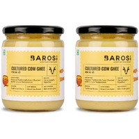 Barosi Premium Cultured Desi Cow Ghee 1 Litre (Combo Pack of 2 * 500ml) | Vedic Bilona Method | Churned from Curd | Pure & Natural | Farm Made in Small Batches | Glass Jar Packing
