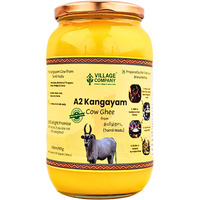 Village Company A2 Bilona Desi Cow Ghee | Bilona Method | Premium, Organic, Traditional | Grass Fed | Kangayam Desi Cow | Lab-Certified | Glass Jar 1L