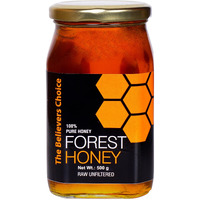 The Believers Choice Raw Organic Forest Honey, Wild, Unprocessed, Unheated, Non Pasteurized, Original Honey 100% Pure and Natural, Collected from Deep Forest, 500 Gram jar