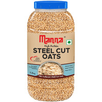 Manna 100% Steel Cut Oats 1.5 Kg | Gluten Free | Diabetic Friendly | High Protein & Fibre 1.5kg (Pack of 1)