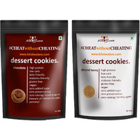 KILOBEATERS Keto Friendly Chocolate And Almond Dessert Diet Cookies Biscuits Snacks With Sugar Free, No Maida, Zero Sugar & Zero Preservatives, 400 Gram - (Combo Pack Of 2)