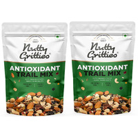 Nutty Gritties Antioxidant Trail Mix 400g | 21 Superfoods in 1 Mix | Including Almonds, Hazelnuts, Brazil Nuts, Berries, Dry Dates, Chia Seeds, Pumpkin Seeds and Many More Mixed Dry Fruits | Resealable Pouch (Pack of 2, Each Pack 200g )