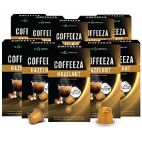 COFFEEZA Hazelnut Flavoured Aluminium Coffee Capsules, Intensity - 7 |100% Arabica Coffee | Nespresso Compatible Coffee Pods | Box Of 10 (100 Capsules) - 81 Gm