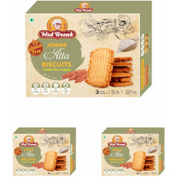 Mid Break Jowar Atta Biscuits | Millets Cookies | Gluten Free | Maida and Egg Free Biscuits Snack With No Added Sugar & Palm Oil | Oven Fresh Biscuits | High In Fiber, Protein & Wholesome Nutrition | 600g | Pack of 3
