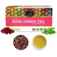 TEACURRY Rose Green Tea - 30 Pyramid Rose Green Tea Bags | Rose Green Tea Helps Lose Weight, Boosts Digestion, Relieves Anxiety, Increases Skin Glow | Green Tea With Rose - 60Gm