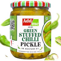 Add me Rajasthani Home Made Green Stuffed Chilli Pickle 500gm athana Hari mirchi ka bharwa achar Pickles Glass Pack