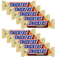 Snickers Almond Filled Chocolate Bar, Loaded With Delicious & Nutritious Roasted Almonds & Rich Caramel, Chocolate Bars For Sharing, 45 Gram, Pack Of 10