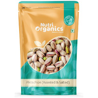 NutriOrganics Pista Dry Fruits Roasted and Salted Pistachio 500g - Roasted with Pink Salt, No Added Oils Ziplock Pouch