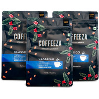 COFFEEZA Classico Ground Coffee | Coarse Grind (French Press) | 100% Arabica Premium Grade, Medium Roasted Ground Coffee Pack Of 3X 250 gram Packet