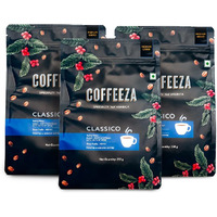 COFFEEZA Classico Ground Coffee | Medium Grind (Pour-Over, Aeropress & Filter Coffee) | 100% Arabica Premium Grade, Medium Roasted Ground Coffee | Pack Of 3X 250Gm, Packet