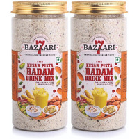 7 BAZAARI Kesar Pista Badam Drink Mix 225G - All Natural Blend of Almonds, Pistachios, Cashews with Saffron & Rose Petals | No Artificial Flavors | Nutritious All-Season Drink for Children | Winter & Summer Beverage | Healthy Traditional Indian Drink (Pack of 2)