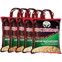 HDC Siridhanya unpolished and organic 5 Types positive millets Rice (Little, Kodo, Browntop, Barnyard & Foxtail) Net Wt 250gmx5 Gross wt.(1500)