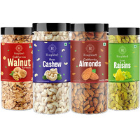 Raghbat Dry fruits 1kg combo pack of Almonds, Cashew, Raisins & Walnut Kernels 250g Each Almonds, Cashews, Raisins, Walnuts