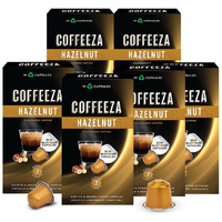 COFFEEZA Hazelnut Flavoured Aluminium Coffee Capsules, Intensity - 7 |100% Arabica Coffee | Nespresso Compatible Coffee Pods | Box Of 6 (60 Capsules), 540 grams