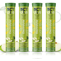 DIET GEAR Energy Drink Electrolytes 80 Effervescent Tablets (20 litre) Zero Sugar, Zero Caffeine| 7 Essential Electrolyte Salts (Na, K, Mg, Ca, Cl, Zn) + Vitamin C | Green Apple