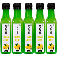 Fruitaco Yellow Lemon Juice Concentrate - Pack of 5 (1250ml) | Equivalent to 125 Natural Lemons | Pocket Bottle Hassle Free | Ideal for daily use in Cooking & Beverages | High in Vitamin C