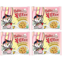 Sam Yang Buldak Cream Carbonara Hot Chiken Flavor Ramen Stir-Fired Noodle 140Gm*4Pack (Pack Of 4) (Imported, Chicken)