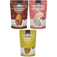 WONDERLAND FOODS Dryfruits Combo Pack of 3 (600g) Raw Almonds-Cashews-Raisins-200g-Each)