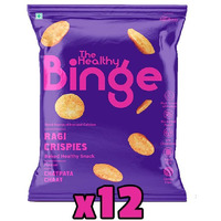 The Healthy Binge Ragi Crispies Baked Chips Snacks | Healthy snacks for kids and adults | Chatpata Chaat Flavour | Protein | Gluten Free -Free | 0% Cholesterol | Pack of 12 (40 Gm X 12)