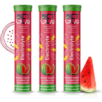 DIET GEAR Energy Drink Electrolytes 60 Effervescent Tablets (15 litre) Zero Sugar, Zero Caffeine| 7 Essential Electrolyte Salts (Na, K, Mg, Ca, Cl, Zn) + Vitamin C | Watermelon