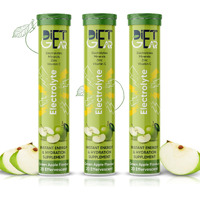 DIET GEAR Energy Drink Electrolytes 60 Effervescent Tablets (15 litre) Zero Sugar, Zero Caffeine| 7 Essential Electrolyte Salts (Na, K, Mg, Ca, Cl, Zn) + Vitamin C | Green Apple