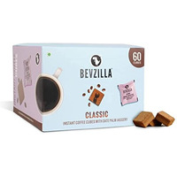 Bevzilla 60 Instant Coffee Cubes Pack with Organic Date Palm Jaggery, 5 Flavours, 100% Arabica Coffee, Vegan, Zero Refined Sugar, Real Ingredients, No Preservatives, Drop Stir and Enjoy (Classic) (60 Pack)